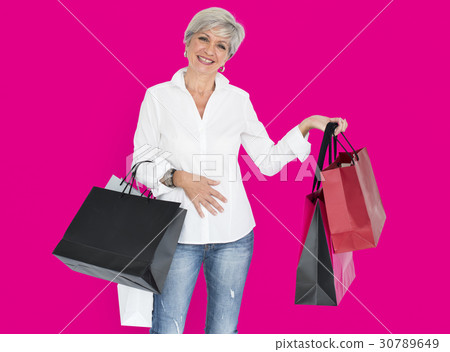 Woman Cheerful Shopping Bags Concept Woman Cheerful Shopping Bags Concept 30789649