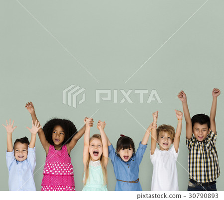 Little Children Hands Up Happy Little Children Hands Up Happy 30790893
