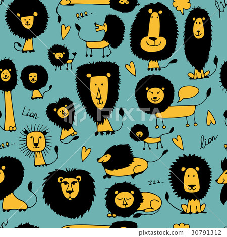 Funny lions, seamless pattern for your design 30791312