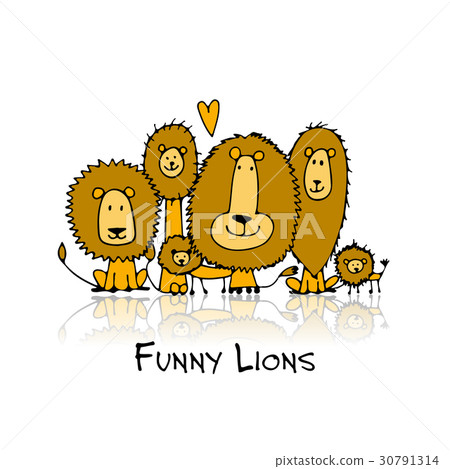 Funny lions, sketch for your design 30791314