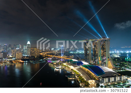 Singapore skyscraper building and laser show Singapore skyscraper building and laser show 30791522