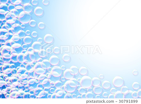Soap bubbles abstract blue background with rainbow 30791899