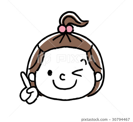 Facial expression of girls: check, point, index finger 30794467