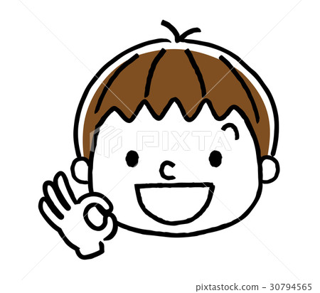 Boy's expression: OK sign, correct, correct 30794565