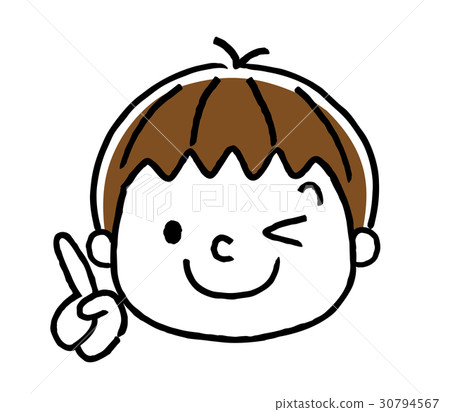 Boys' facial expressions: check, point, index finger 30794567