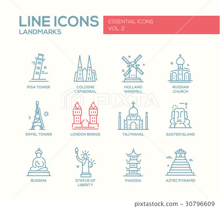 World landmarks icons set World landmarks icons set 30796609