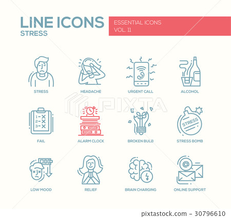 Stress at work - line design icons set Stress at work - line design icons set 30796610
