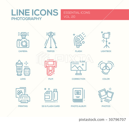 Photography line design icons set 30796707
