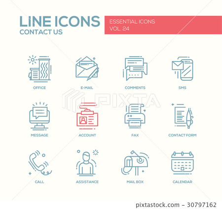 Contact Us - line design icons set - Stock Illustration [30797162] - PIXTA