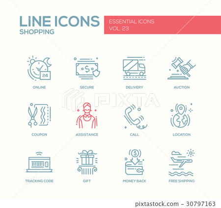 Shopping - line design icons set - Stock Illustration [30797163] - PIXTA