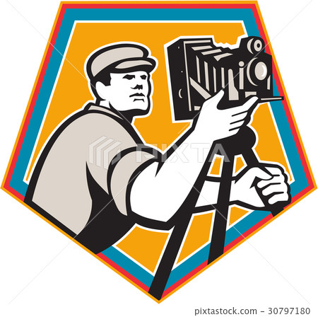 Cameraman Vintage Movie Film Camera Crest Retro 30797180