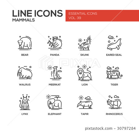 Mammals - line design icons set 30797284