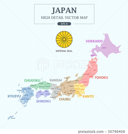 Japan Administrative Map Separated all Province Japan Administrative Map Separated all Province 30798408