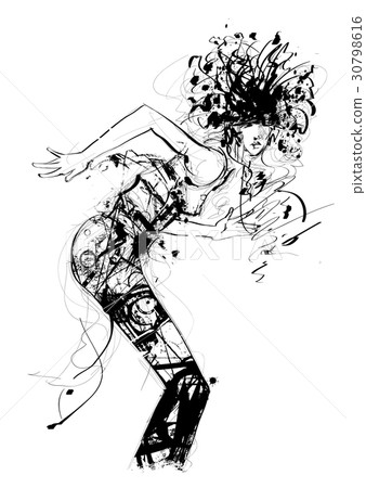 Woman dancing over a grunge background Woman dancing over a grunge background 30798616