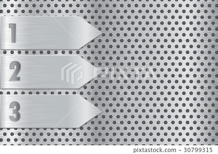 Metal perforated plate with steel arrow. Steel 30799315
