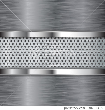 Metal background. Chrome frame and perforated 30799318