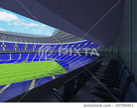 Round football -  soccer stadium with  blue seats 30799401