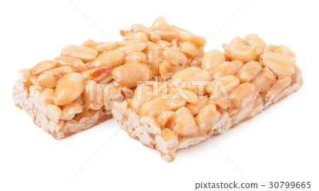 honey bars with peanut on white background honey bars with peanut on white background 30799665