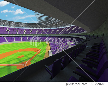 Baseball stadium with purple seats and VIP boxes 30799688
