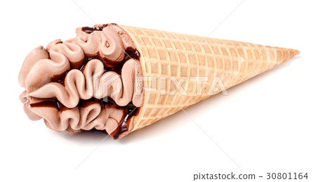 ice cream cone with chocolate isolated on white 30801164