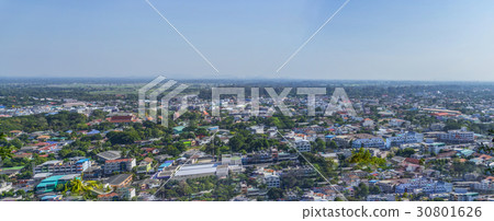 Cityscape view from top of the hill or mountain 30801626