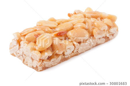 honey bars with peanut on white background honey bars with peanut on white background 30801683