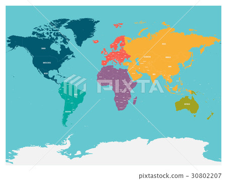 Political map of world with Antarctica. Continents 30802207