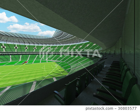 Round football - soccer stadium with green seats Round football - soccer stadium with green seats 30803577