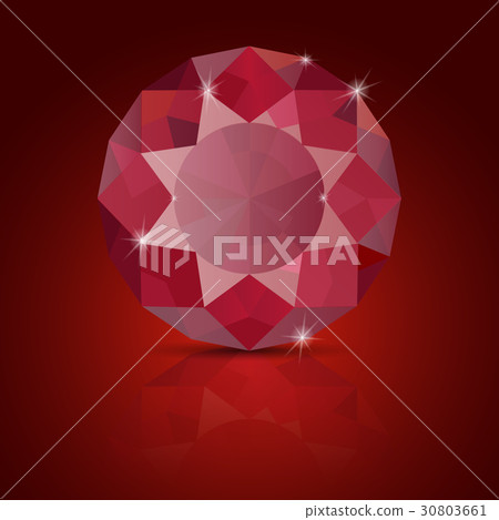 Ruby. On red background with reflection 30803661