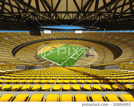 Round American football stadium with yellow seats Round American football stadium with yellow seats 30804003