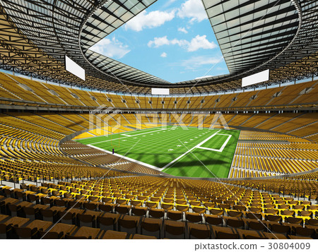 Round American football stadium with yellow seats Round American football stadium with yellow seats 30804009