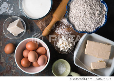 Ingredients for khachapuri with cheese Georgian Ingredients for khachapuri with cheese Georgian 30804497