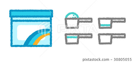 Spoon with laundry detergent with open lid 30805055