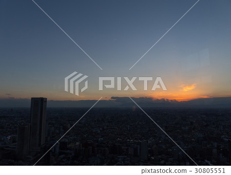 Sunset sky view through glass 30805551