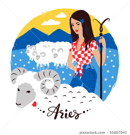 Vector Illustration Of Aries Zodiac Sign. - Stock Illustration ...