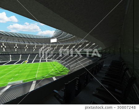Beautiful modern rugby stadium with black seats Beautiful modern rugby stadium with black seats 30807248