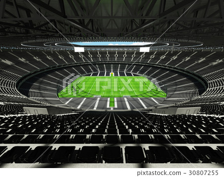 Beautiful modern rugby stadium with black seats 30807255