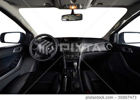 Interior of clean modern pickup 30807473