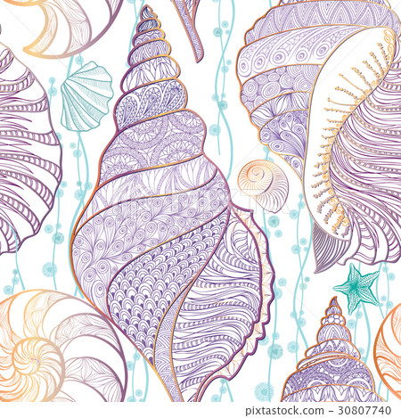 Seashell seamless pattern Summer resort background Seashell seamless pattern Summer resort background 30807740