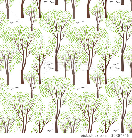 Spring tree nature tile pattern. Forest background Spring tree nature tile pattern. Forest background 30807746