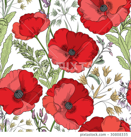 Floral meadow seamless pattern. Flower background - Stock Illustration ...