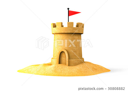 Sandcastle on the seaside. 3d illustration 30808882