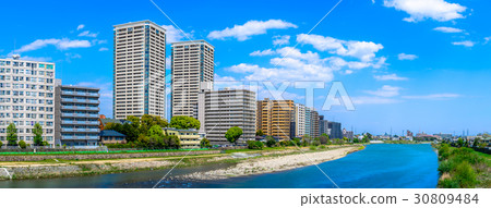 Urban landscape in Japan river 30809484