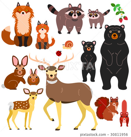 Family set of parent and child of forest animals 30811956