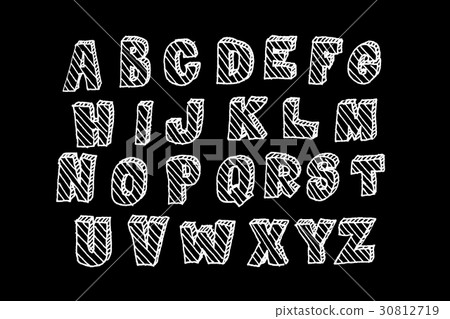 Hand drawn volumetric abc with hatching - Stock Illustration [30812719 ...