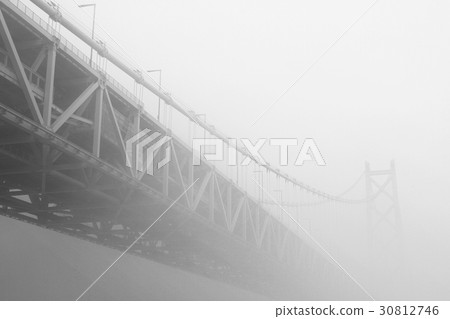 Bridge in misty fog. Bridge in misty fog. 30812746