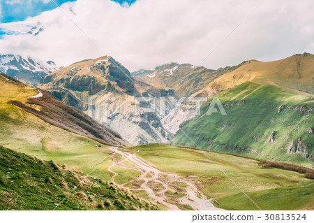 Georgia. Broken Road From Gergeti Holy Trinity 30813524
