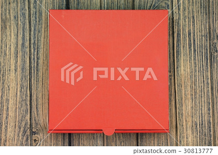 A red cardboard pizza box with copy space. A red cardboard pizza box with copy space. 30813777