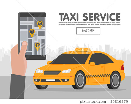 Phone with interface taxi on screen  30816379