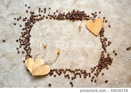 Rectangular frame made from coffee beans Rectangular frame made from coffee beans 30816538